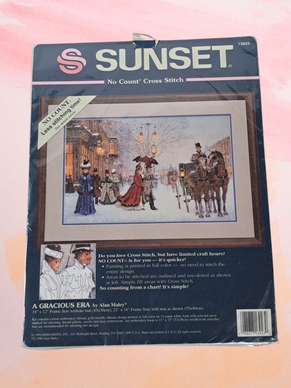 Vtg 1994 "A Gracious Era" Victorian No-Count Cross Stitch Sunset 13923